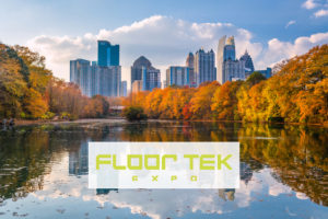 Floor Tek 2020 in Atlanta, Georgia, USA Piedmont Park skyline in autumn on Lake meer.